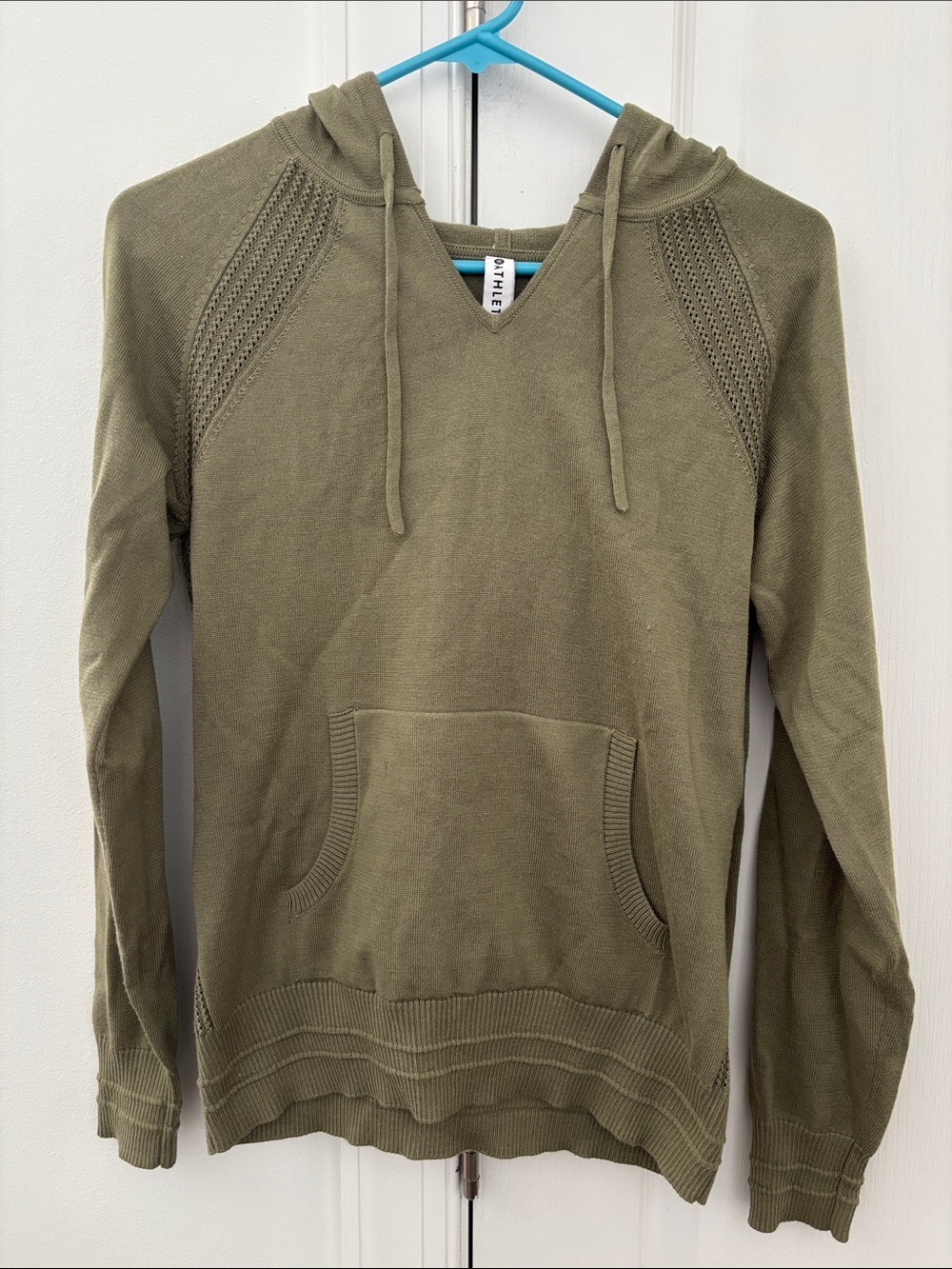 Athleta Olive Green Knit Hooded Pullover